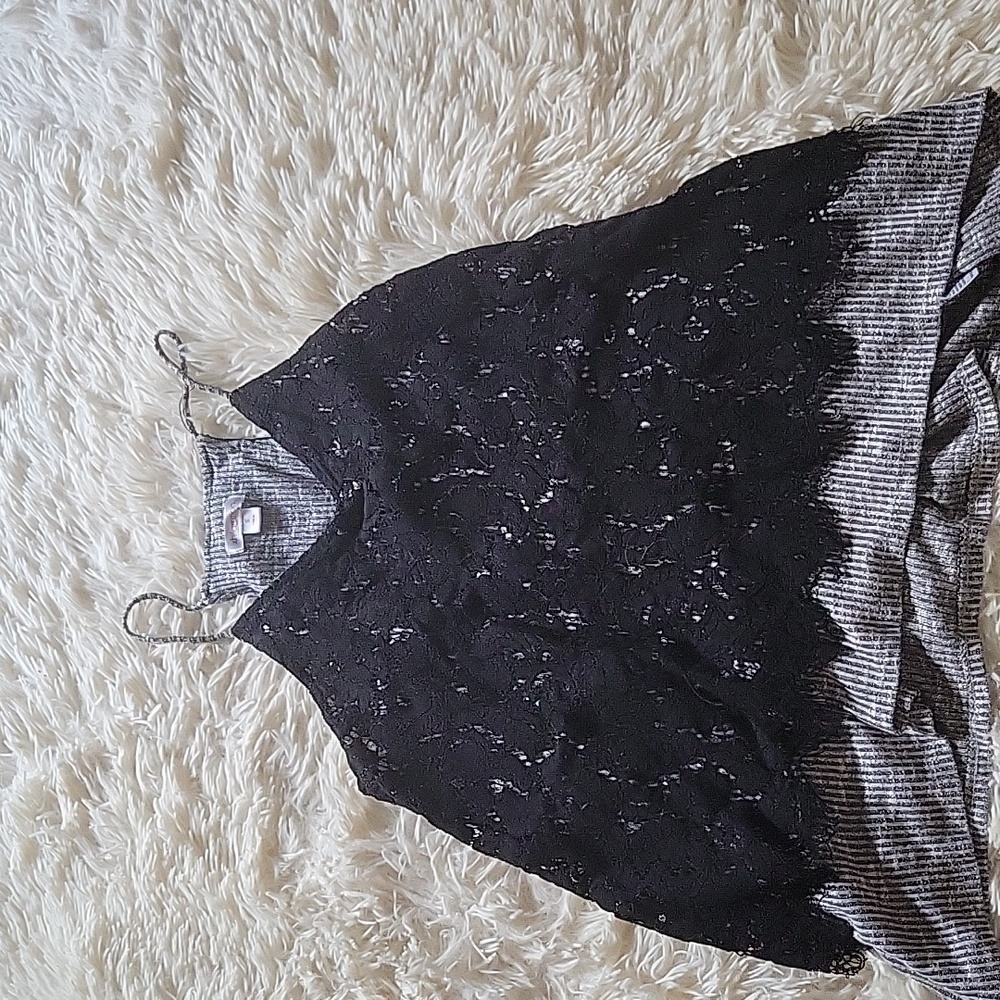 Black and grey lace tank